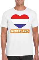 Nederland hart vlag t-shirt wit heren S