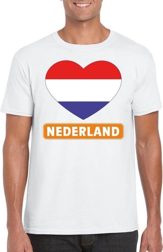 Nederland hart vlag t-shirt wit heren S | bol.com