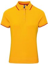 2 x Women's contrast Coolchecker® polo, Kleur Sunflower/ Red, Maat L  (2-stuks)