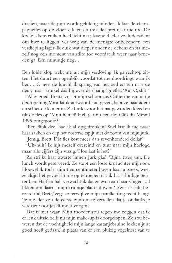 Pagina 12 uit een boek, met tekst over een vrouw en haar ervaringen.