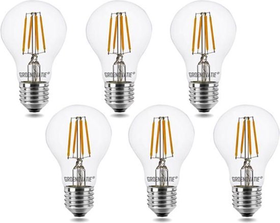 Groenovatie LED Filament Lamp E27 Fitting - 4W - Dimbaar - 106x60 mm - 6-Pack - Warm Wit