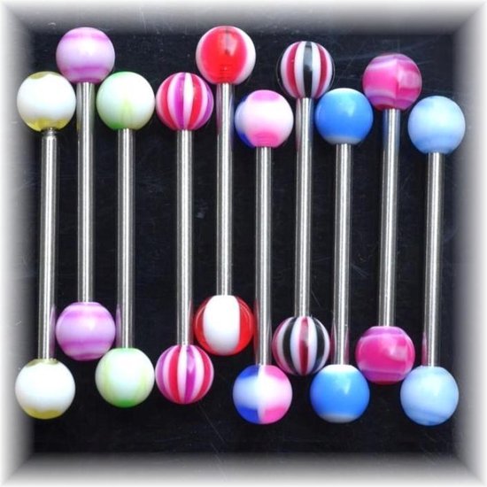 Tongpiercing Set Acryl 10 Stuks