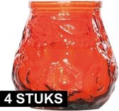 4x Oranje lowboy horeca mini kaars in glas 7 cm - Tafel/bistro kaarsen - Tafeldecoratie