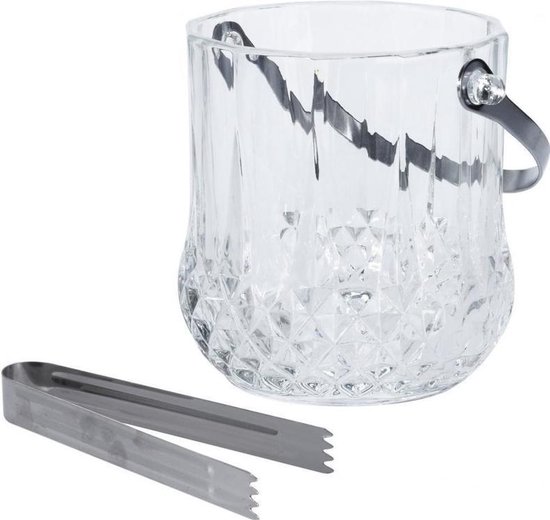 Fjord vooroordeel ik heb het gevonden Glazen ijsemmer met tang 13 cm - Drankkoeler - Wijnkoeler - Champagnekoeler  | bol.com