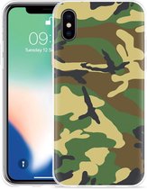 Geschikt voor Apple iPhone X Hoesje Army Camouflage Green - Designed by Cazy