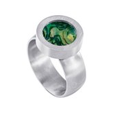 Ring de système de vis en acier inoxydable Quiges couleur argent mat 16 mm avec interchangeable nacre verte Mini pièce de 12 mm