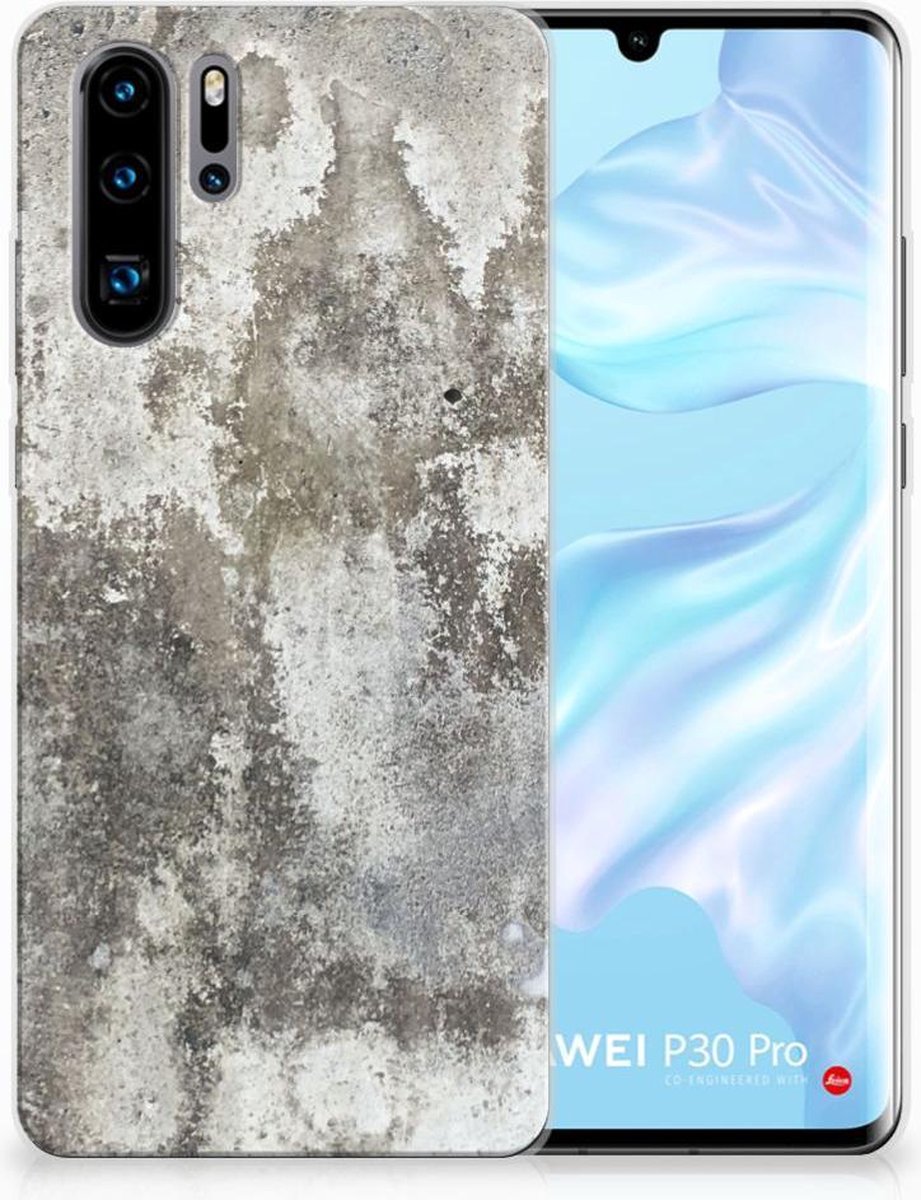 Huawei P30 Pro TPU Siliconen Hoesje Beton Print