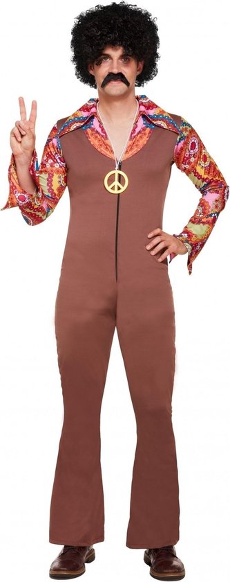 VOLWASSENEN Man Jaren 60/70 Hippie Flower Power Jumpsuit met Ketting |  Hippie Kostuum... | bol.com
