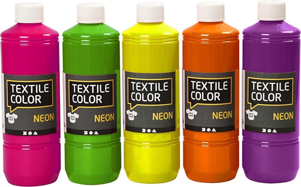 Textile Color Assortiment, kleuren assorti, 5x500 ml