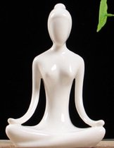 Yoga Beeldje - Meditatie Boeddha Beeld - Keramisch Beeldje - Huis en Woonkamer Decoratie - Wit