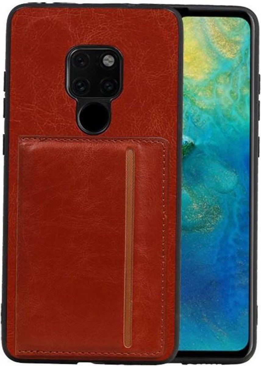 Bruin Staand Back Cover 1 Pasjes voor Huawei Mate 20