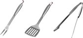 Patton Solid Stainless steel Tool set 3 pcs - Luxe RVS 3-Delige BBQ set - vlees- tang, spatel en vork