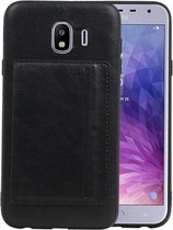 Zwart Staand Back Cover 1 Pasjes voor Samsung Galaxy J4