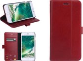 iPhone 7 Plus Genuine Leather Hoesje Zakelijke Uitstraling - Rood