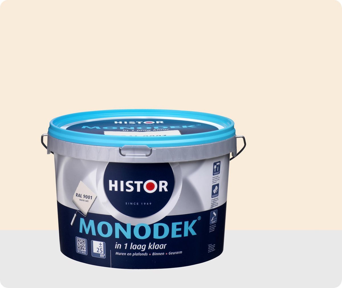 Histor Monodek Muurverf - 2,5 liter - RAL 9001 / Warmwit - Histor