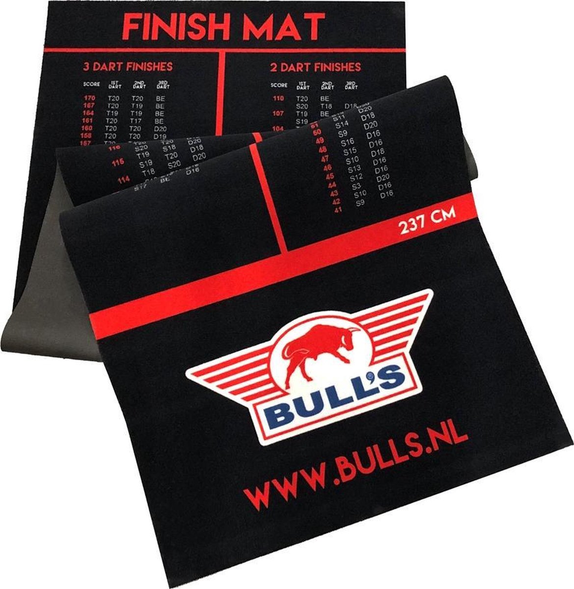 Bull's Dartmat - Tapijt Finish Dartsmat - 300x90cm - Zwart Rood