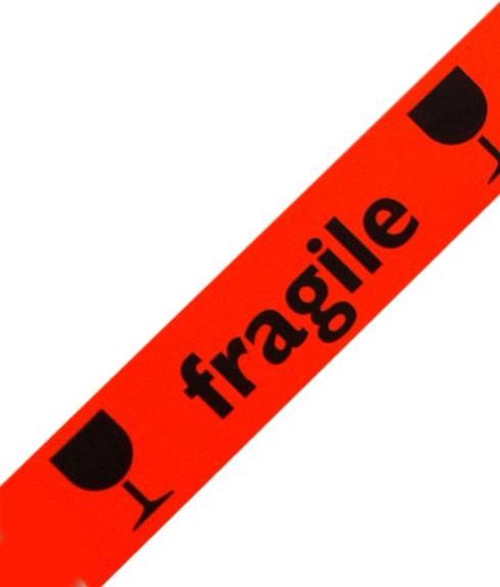 Breekbaar tape - Oranje - Fragile tape - 66 meter x 5 cm - Merkloos