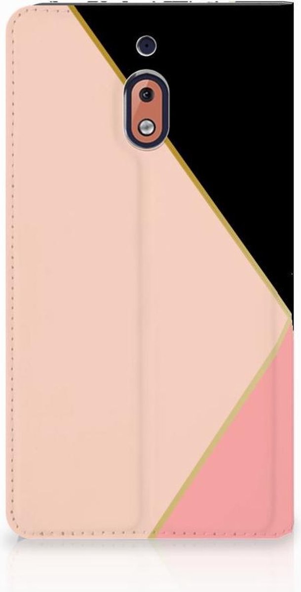 Nokia 2.1 2018 Stand Case Zwart Roze Vormen