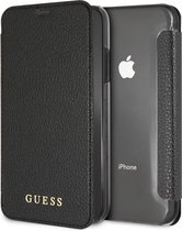 iPhone XR Bookcase hoesje - Guess - Effen Zwart - Kunstleer