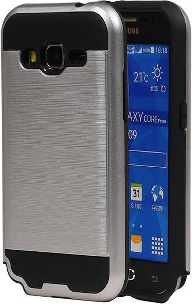 Zilver Bestcases Tough Armor TPU Back Cover Samsung Galaxy Core Prime Hoesje