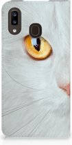 Geschikt voor Samsung Galaxy A30 Hoesje maken Witte Kat