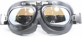 RAF zwarte motorbril zilver reflectie glas