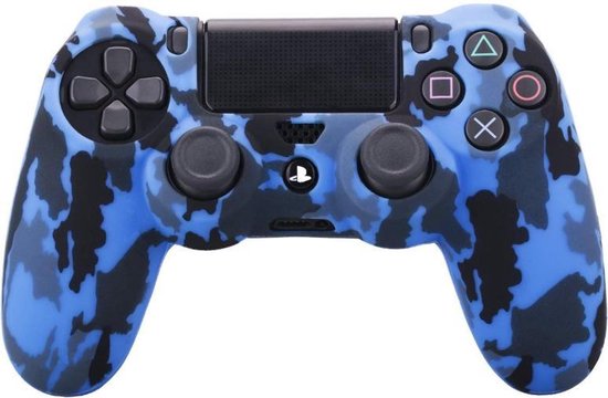 PS4 Controller Hoesje Silicone - Playstation 4 Controller Silicone Skin - Blue Camo
