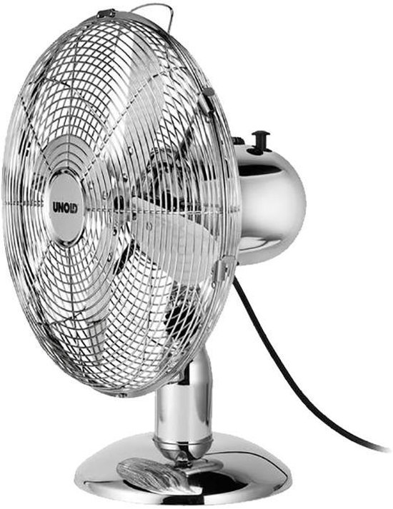 Tafelventilator chroom 30 cm roestvrij staal 3 snelheden verstelbare beweging handgreep