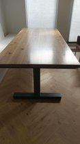 Eettafel eiken met metalen T poot 200 cm