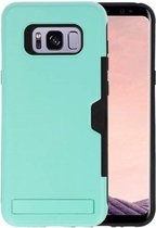 Turquoise Tough Armor Kaarthouder Stand Hoesje voor Samsung Galaxy S8 Plus