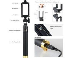 Dispho Compacte Selfie Stick Draadloos Met Bluetooth  voor Sony Xperia Z5 Mini / Z2 / Z3 / Z4 / Z5 / Z5 Premium / M5 / One plus 3 / One plus One / One plus X / HTC M10 / M9 / M8 / M9 Plus (Elke Toestel Met Bluetooth) Zwart - Ntech