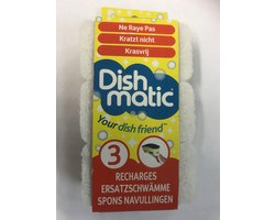 Dishmatic Schuurspons Krasvrij 2 consumentenverpakkingen met 3 sponsjes