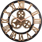 Handgemaakte Grote XL wandklok - Muurklok | Decoratieve retro 3D - Tandwiel - XXL klok - 40 x 40 CM | Brons, zwart / Steampunk