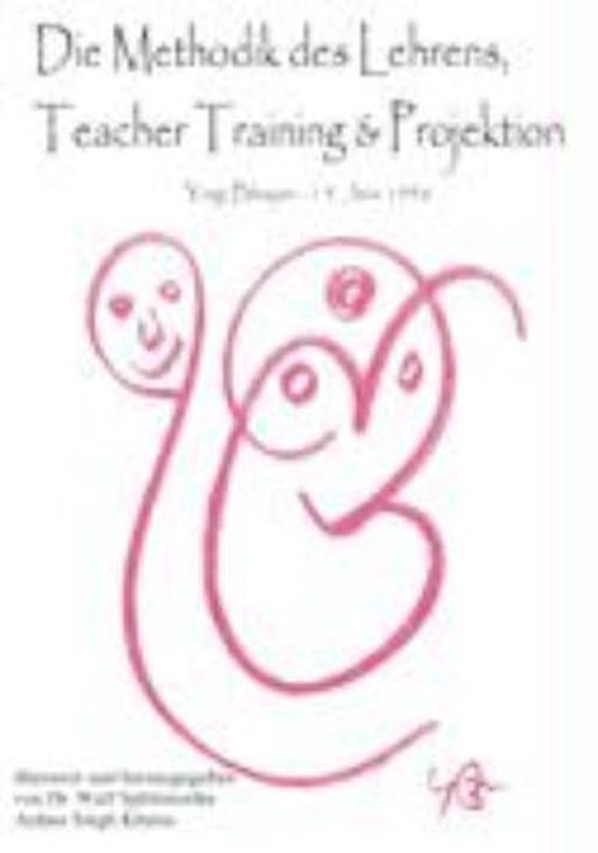 Titel: Die Methodik des Lehrens, Teacher Training & Projektion. Pinke lijntekening van twee gezichten en een gebogen lijn.