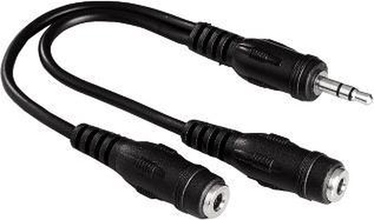 Hama 122381 Adapter Cable - Adapter für Kabel (3.5 mm, 2 x 3.5 mm, männlich/weiblich, Schwarz)