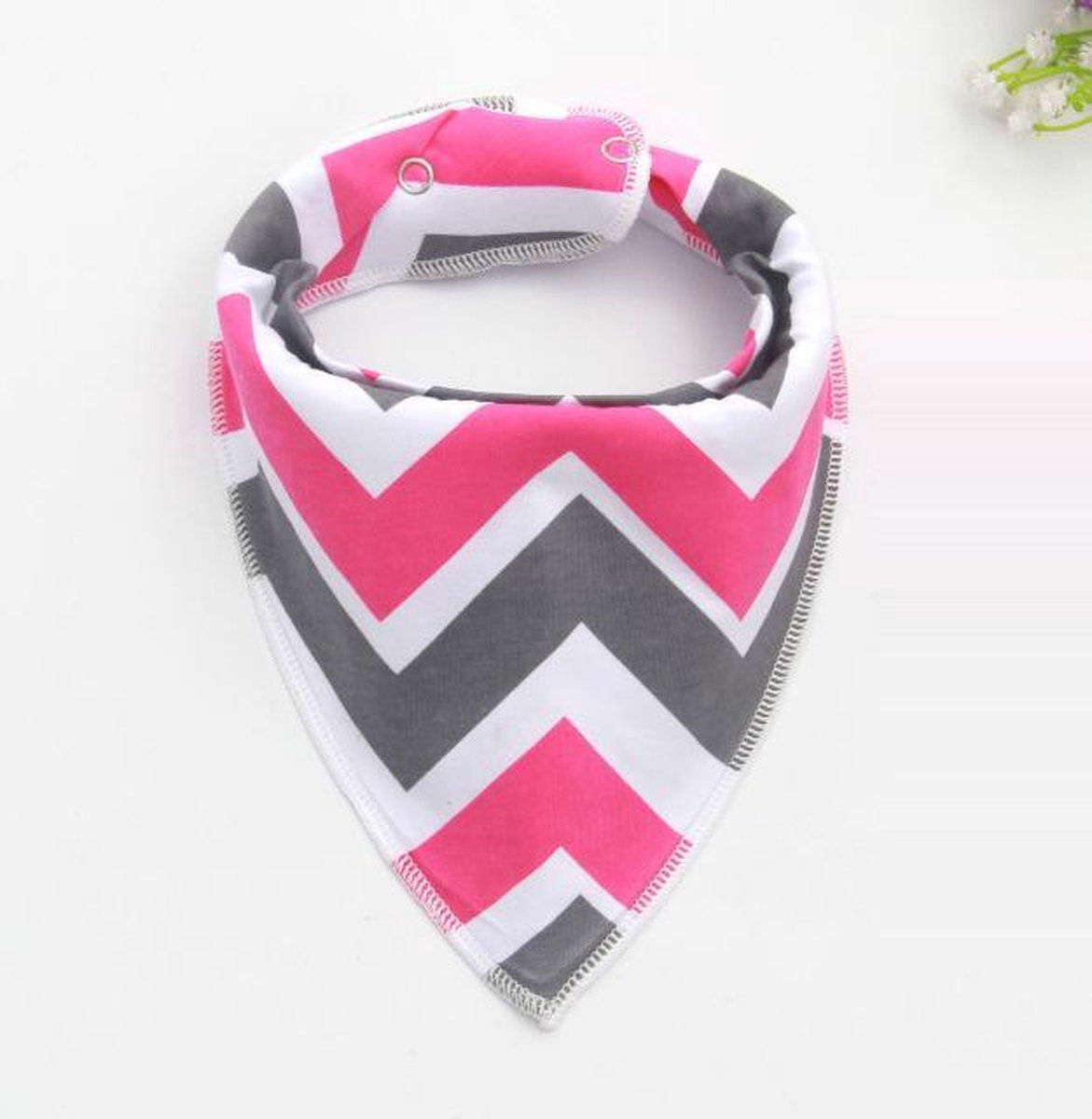 JillyBee - Slab - Slabbetje - Slabber - Bandana - ZigZag - Zig - Zag - Roze - Wit - Grijs JillyBee - Slab - Slabbetje - Slabber - Bandana - ZigZag - Zig - Zag - Roze - Wit - Grijs