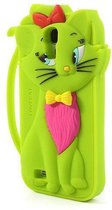 Cute Bow Tie Cat Case Silicone hoesje Samsung Galaxy S4 Groen