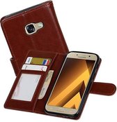 Hoesje Geschikt voor Samsung Galaxy A3 2017 - Portemonnee hoesje booktype wallet case Bruin