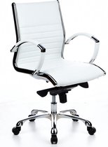 hjh office Parma 10 - Chaise de bureau - Cuir blanc - Chrome