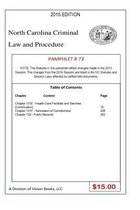North Carolina Criminal Law and Procedure-Pamphlet 73