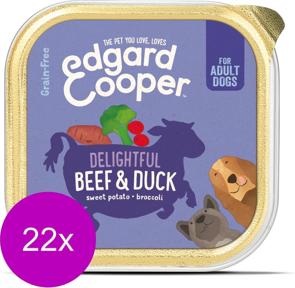 Edgard & Cooper Edgard & Cooper Kuipje Beef Duck Adult - Hondenvoer - 22 x Rund Eend Bataat 150 g Graanvrij