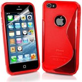 Silicone hoesje iPhone 5 rood +  gratis Folie