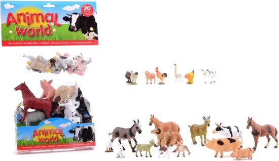 Johntoy Boerderijdieren - 20 stuks in zak - Dieren speelgoed