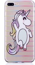 Shop4 - iPhone 7 Plus Hoesje - Zachte Back Case Unicorn Transparant