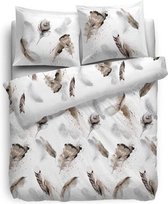 HNL Pure Cotton Birds Dekbedovertrek - Eenpersoons - 140x200/220 cm - Naturel
