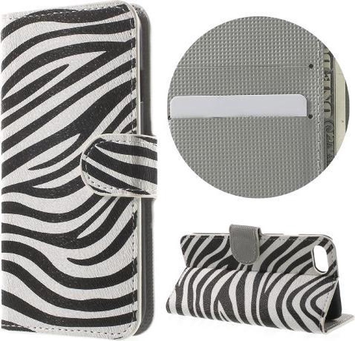 Zebra book case wallet hoesje Iphone 7 / 8