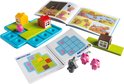 Het spel met huizen, varkens en wolf, met twee boekjes met uitdagingen en oplossingen.