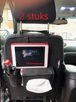 2 stuks kinderen auto stoel organiser – Autostoel opbergzak – met tablet opbergvak en bekerhouders – Auto accessoire voor passagiers – Vilt – DONKERGRIJS ANTRACIET nr 187