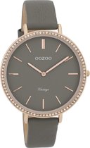 Rosé goudkleurige OOZOO horloge met donker grijze leren band - C9803