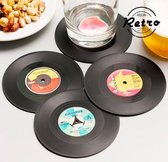 Retro Vinyl Elpee Design Onderzetters - Feest LP Onderleggers Coasters Set -  12 stuks